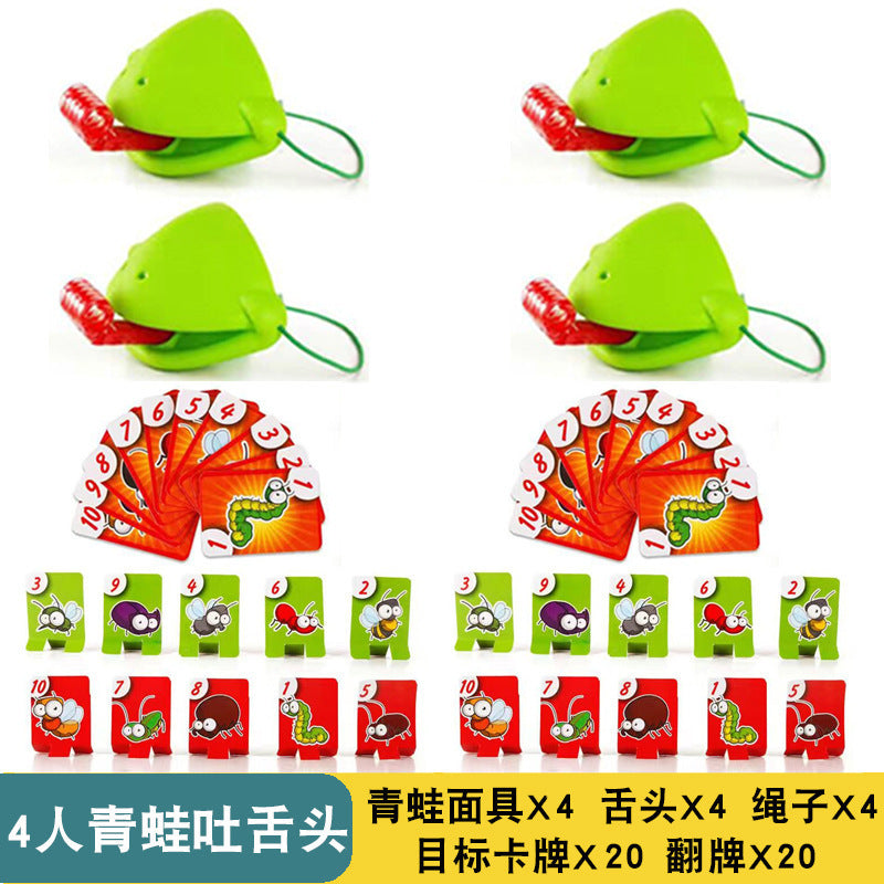 hot-selling frog mouth tongue-out mask lizard playing cards interactive tabletop game cards educational toys wholesale