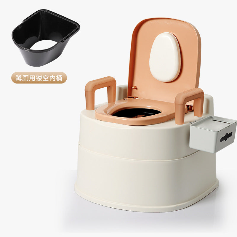 Household adult portable toilet for seniors, pregnant women, and the disabled - indoor commode chair/toilet stool