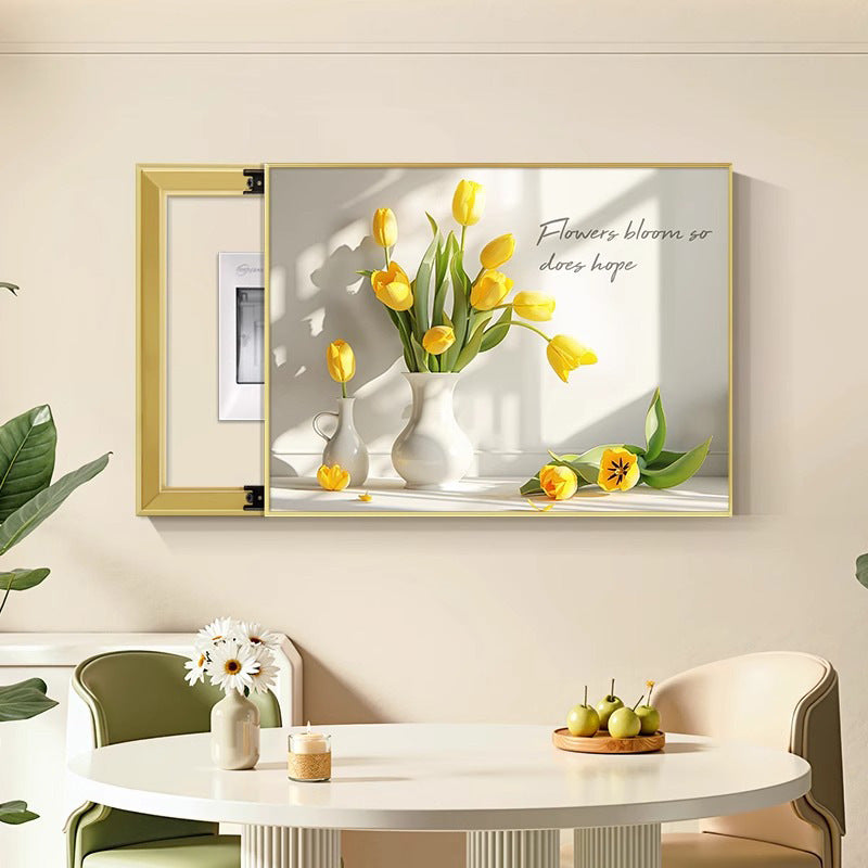 French cream air meter box decorative painting modern simple distribution box blocking hanging painting advanced sense 2025 new