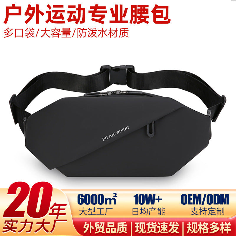 Cross-border new men's fanny pack outdoor running mobile phone bag multi-functional large-capacity breast bag casual shoulder messenger bag