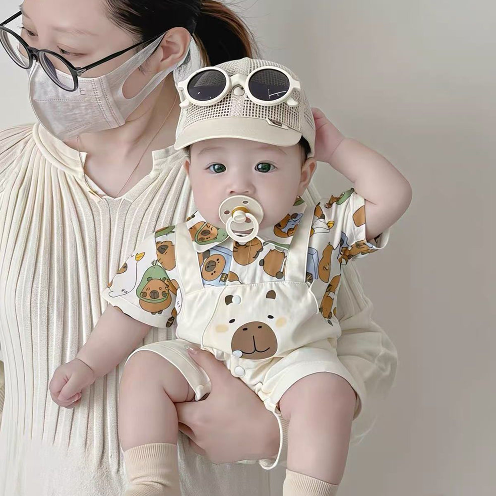 Summer romper short sleeve cartoon onesie baby clothes summer thin polo shirt newborn boy