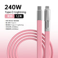 240w silicone 2-in-1 flat cable super fast charging data cable, compatible with apple 17 and huawei mobile phones