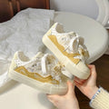 Dopamine hot-selling sneakers women's 2026new arrivalbowsthick solewhite shoeseasiest for matchniche style shoes bread shoes