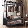 Freestanding coat rack for home bedroom, portable clothes hanger, dustproof storage metal drying rack