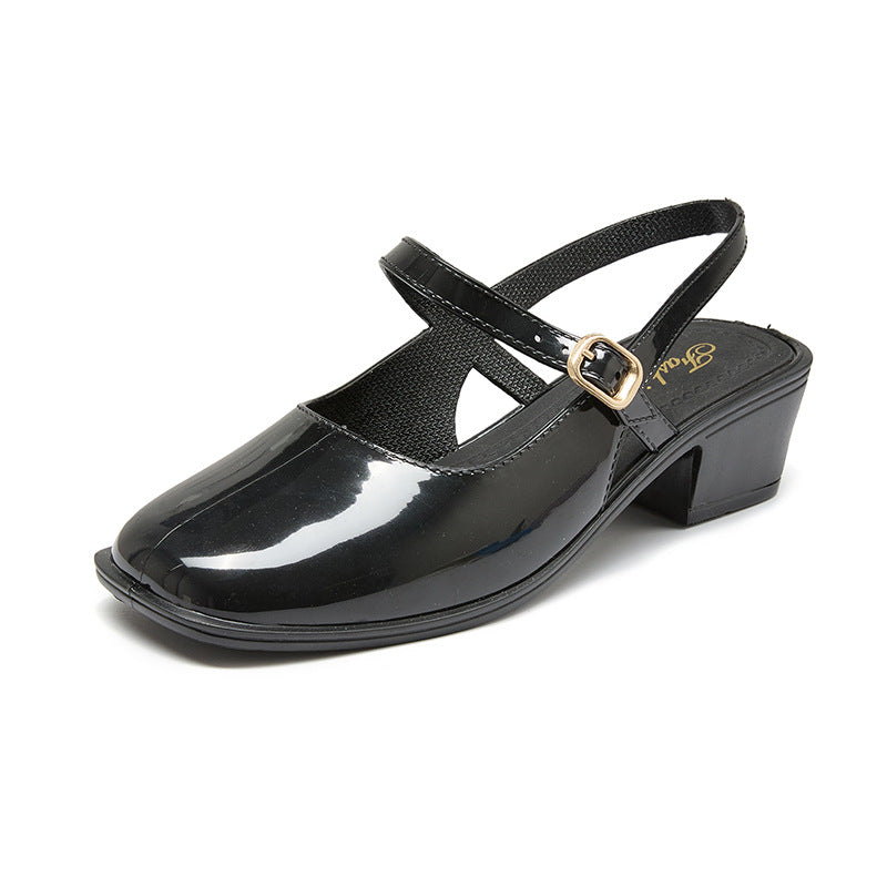 2025 spring/summer new collection: women's closed-toe heeled sandals - versatile mary janes, chunky heel, open back, low-cut, square toe