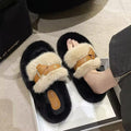 Thick sole fur slippers for women 2023new arrivalwinteroutwearpopularfashion cotton slippers classy sense plaid fur shoes