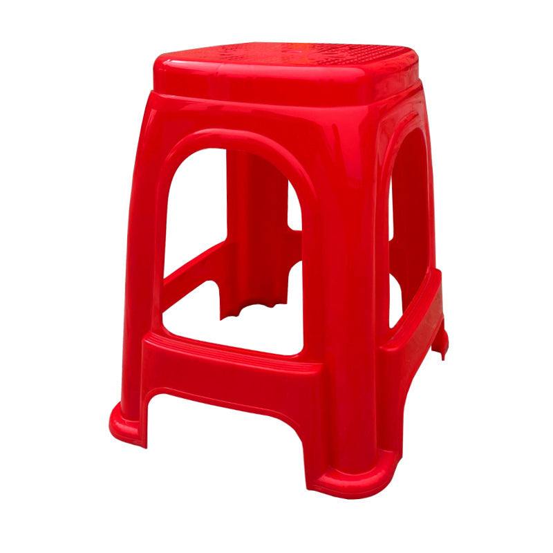 Extra thick red plastic stool cooked glue household thickened dining table stool plastic chair adult high bench high foot stool commercial