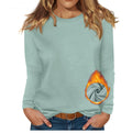 cross-border new women's round neck long sleeve solid color fleece-lined base layer top