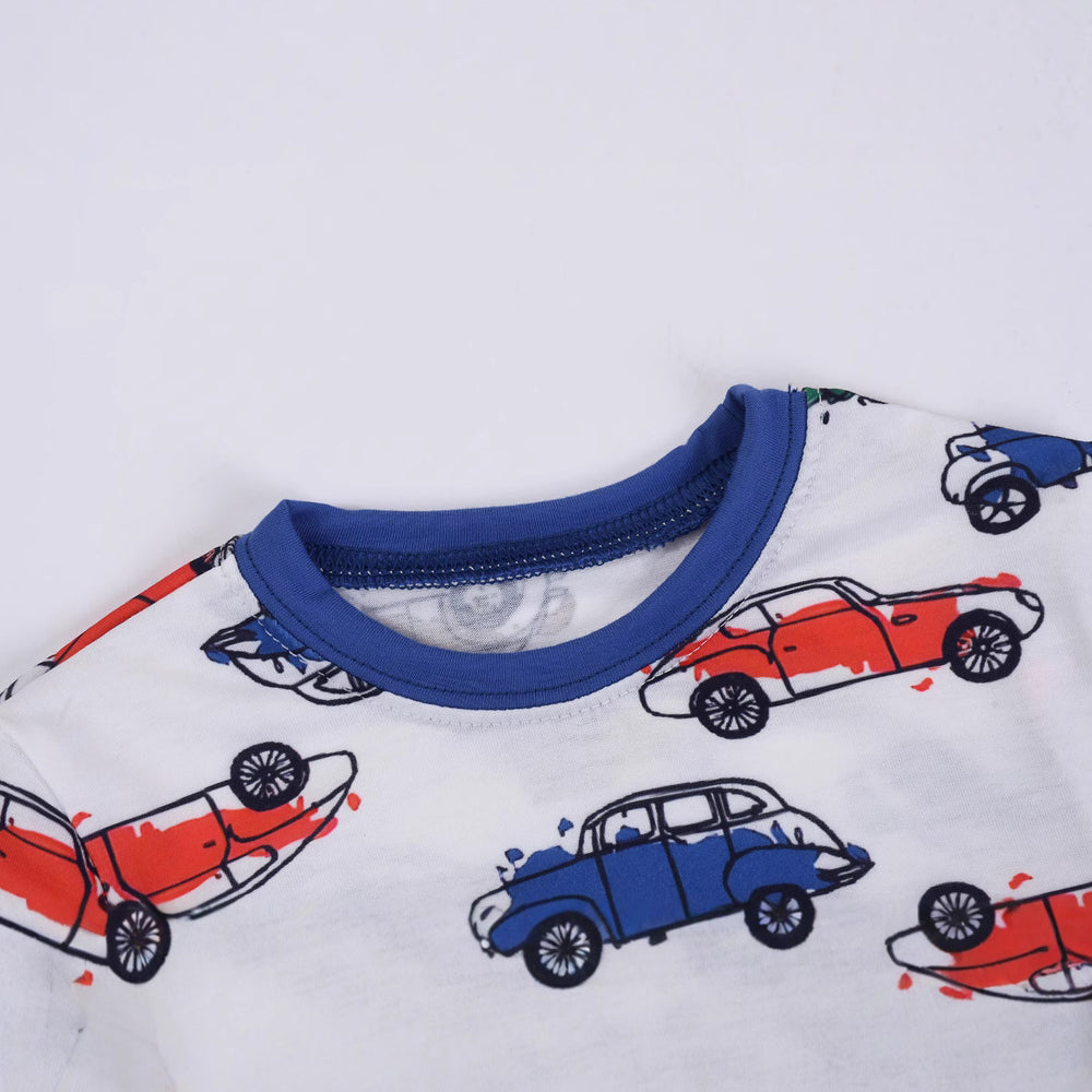 Aliexpress tenu kids' pajama set - autumn/winter style - all-over car print - boys' long-sleeve loungewear set