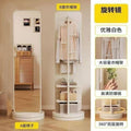 Rotating full-length mirror floor mirror for home bedroom movable try-on large mirror with coat rack all-in-one full-length mirror