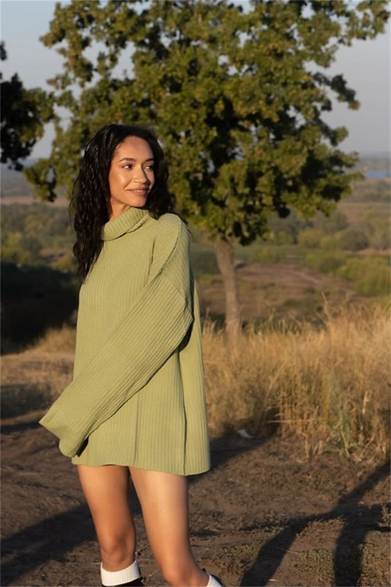 European and American independent station tk autumn and winter sweater lazy style turtleneck loose knitted top