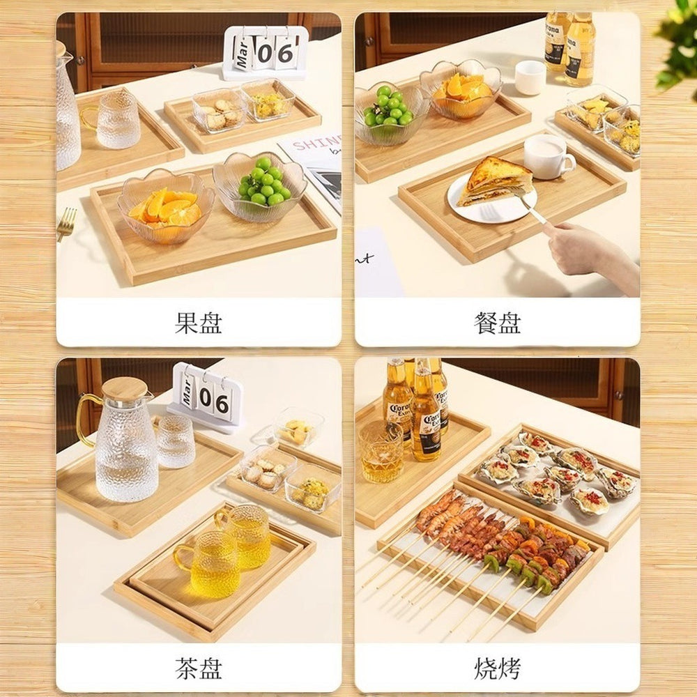 Bamboo tray fruit plate snack plate 2 grids 3 grids 4 grids 6 grids tray bamboo wood plate restaurant barbecue plate bread plate