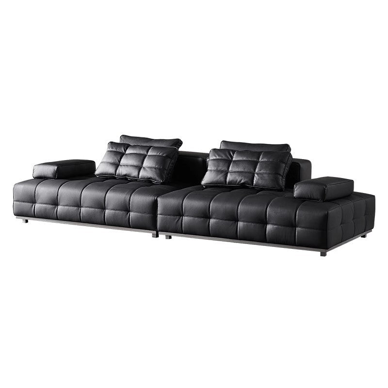 Genuine leather sofa italian minimalist style - suitable for small to large apartments and villas - corner sofa - lawrence straight-row leather sofa