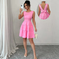 european and american cross-border bowknot backless sleeveless tank dress with cinched waist