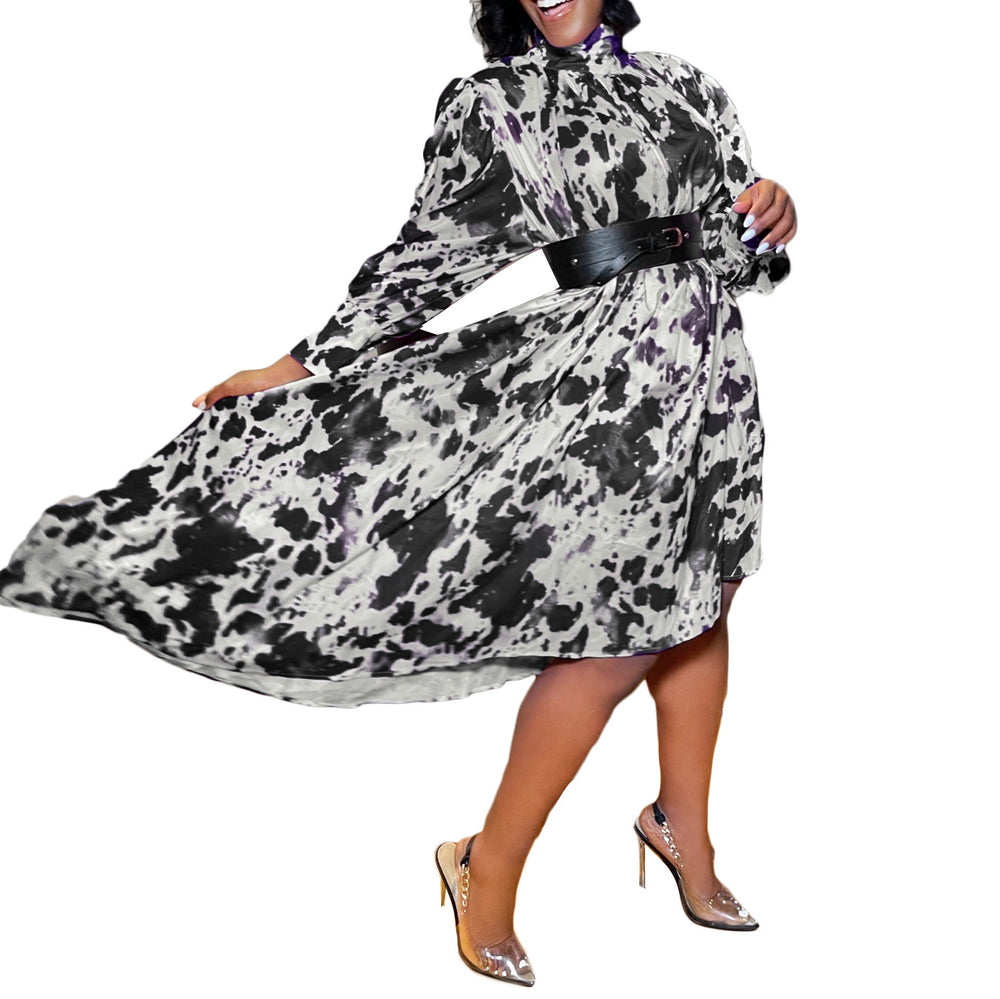 D233 free belt   cross-border new pullover print irregular african plus size european and american dress