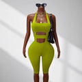 new solid color bodysuit - slim fit activewear, casual halter neck, open back jumpsuit - fashionable and high-end