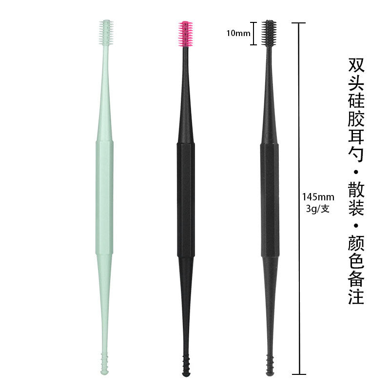 Kids' double-ended ear spoon set - baby ear cleaning tool, silicone ear spoon, stainless steel earwax tweezers set
