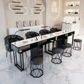 New arrival: extra-wide 45 turbine engraved grade vacuum marble & porcelain surface multifunctional minimalist nail table and chair set