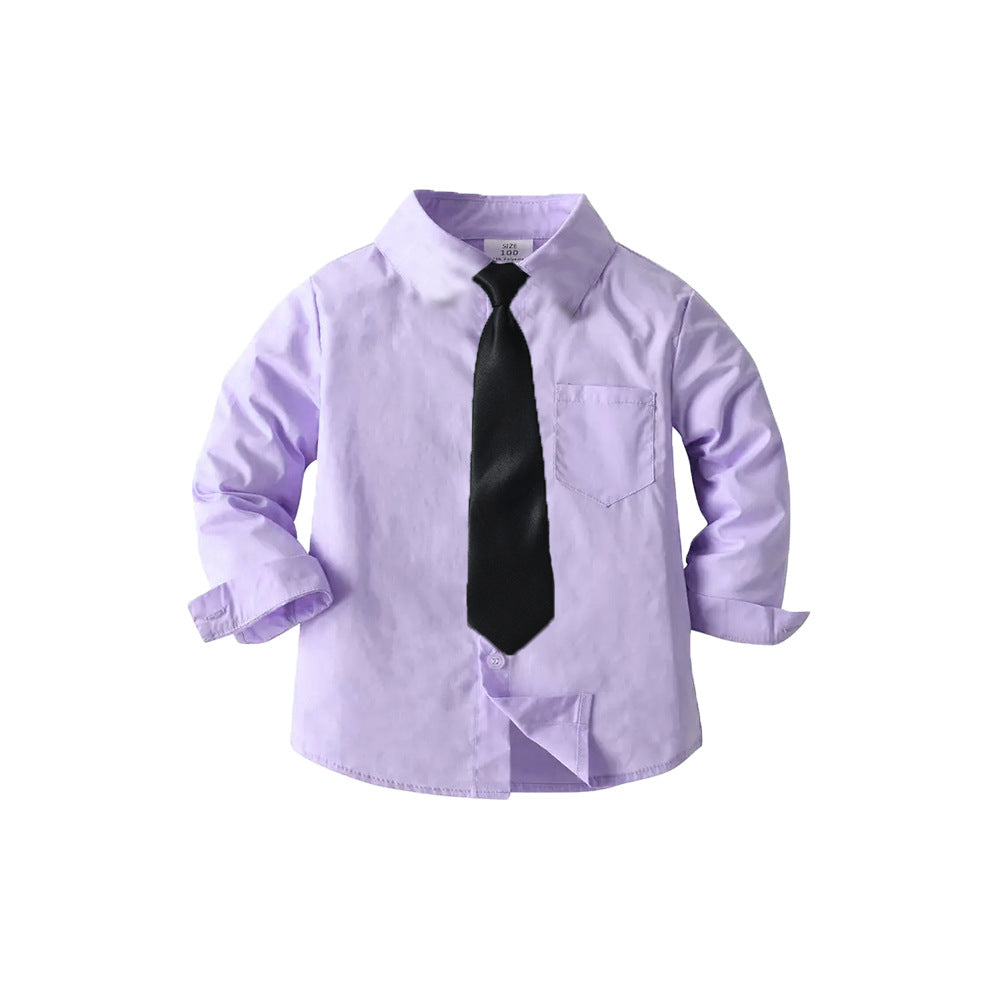 Source manufacturer springnew arrival boys shirtpreppy style thin cotton whitelong sleevesshirt boys shirt free tie