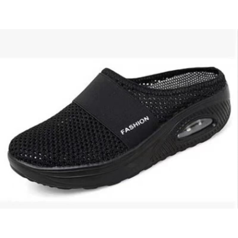 Exportplus size heelless slip-on women's lazy air cushion cut out mesh breathable toe-cap half-drag women's shoes