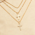 fashionnew arrival jewelry accessible luxury style diamond-encrusted necklace women's alloy cross stacked multi-layer necklace