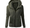 women's fashion solid color hoodie - loose fit plush zip-up jacket top
