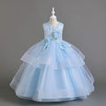 Export long skirt kids dress pearl flower wedding dress princess dress female flower girl birthday dress girl dress
