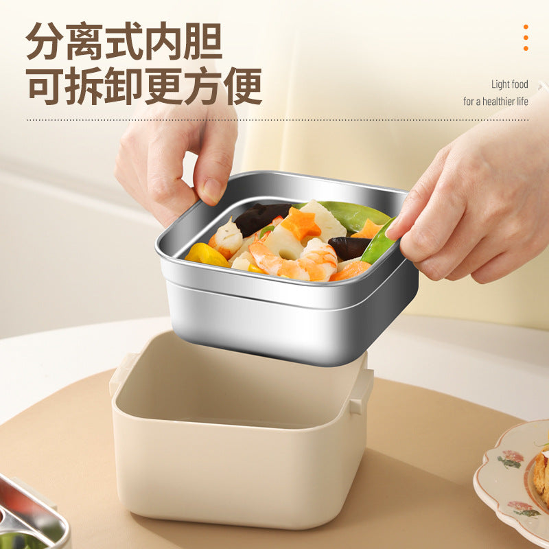 304 stainless steel thermal insulation lunch box with spoon office worker multi-layer Japanese student bento box microwave oven heating lunch box