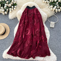 Frenchniche stylefashioneasiest for matchflowerembroiderhigh waist mesh skirt women's autumclassy sense of style mid-length skirt
