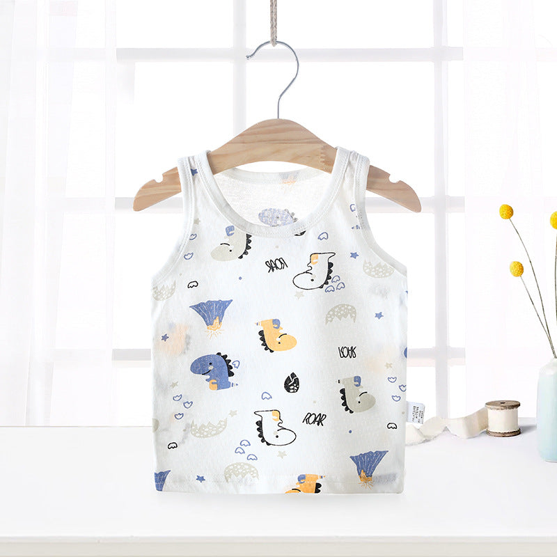 Baby vest summer strawberry ultra-thin style kids baby girl boy mesh sleeveless breathable undershirt belly protector