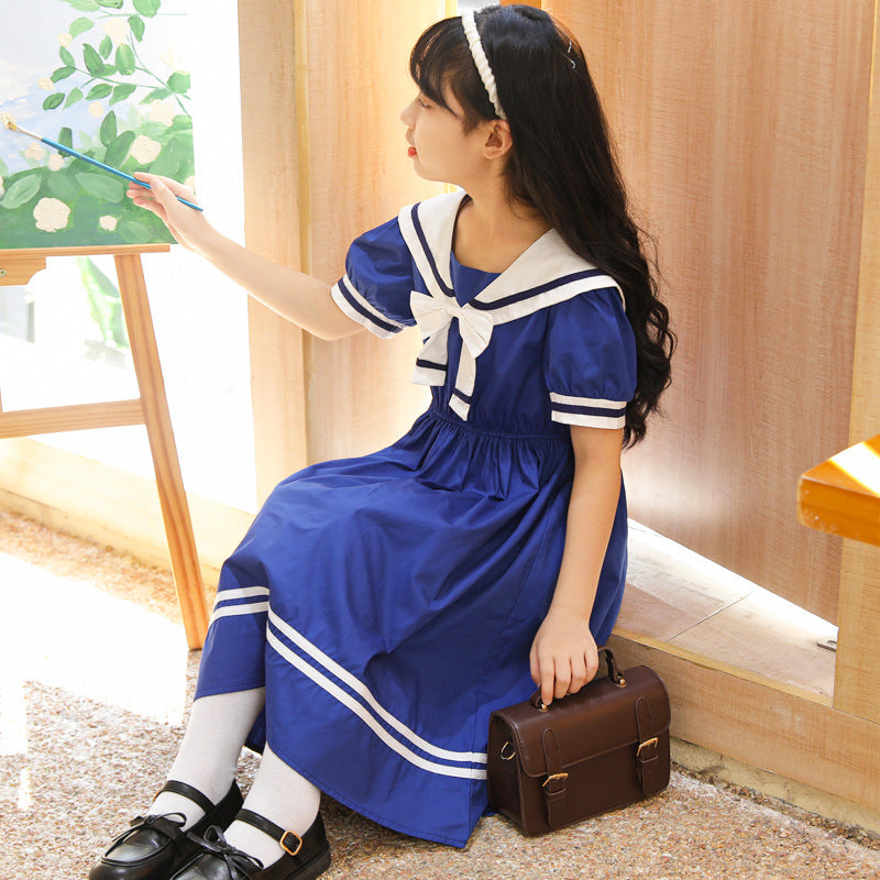 new arrival: stylish and chic preppy princess dress for girls - sailor collar summer dress for toddlers and big kids