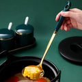 Household large soup spoon long handle hot pot colander set stainless steel popular scandinavianaccessible luxury style emerald spoon
