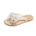 Women's summer flip-flops: glitter bow, soft sole, open-toe sandals for beach & vacation - non-slip