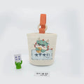 2024 new year of the dragon portable cartoon canvas little green dragon handheld wooden ring bucket bag - perfect for moms on the go (wristlet included)