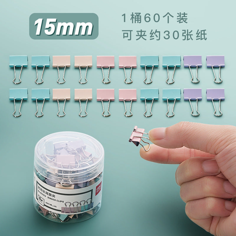 Deli long tail clip mixed large color ticket clip swallow tail clip small clip fish tail clip 15mm iron clip wholesale