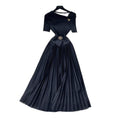Sense of design classyelegance green dress for women summer short-sleeved high waist waist pleated long skirt light mature style work clothing
