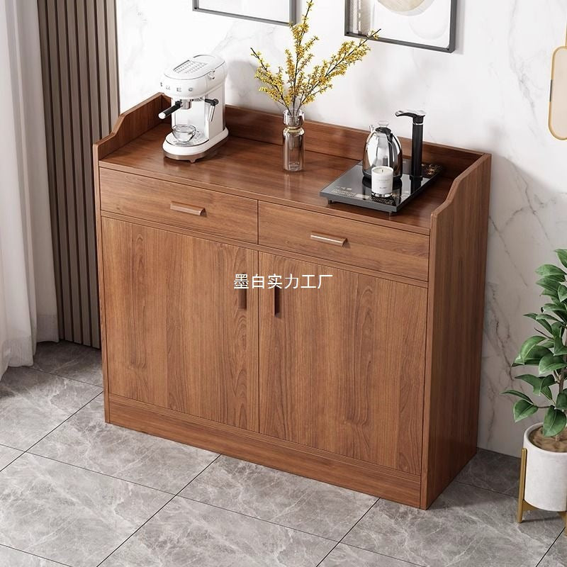 Solid wood tea cabinet, dining side cabinet integrated against the wall, new household kitchen cabinet, dining preparation cabinet, locker, storage cabinet
