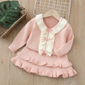 Dropshipping  autumn new girls' sweater two-piece set - sweet & chic bow detail