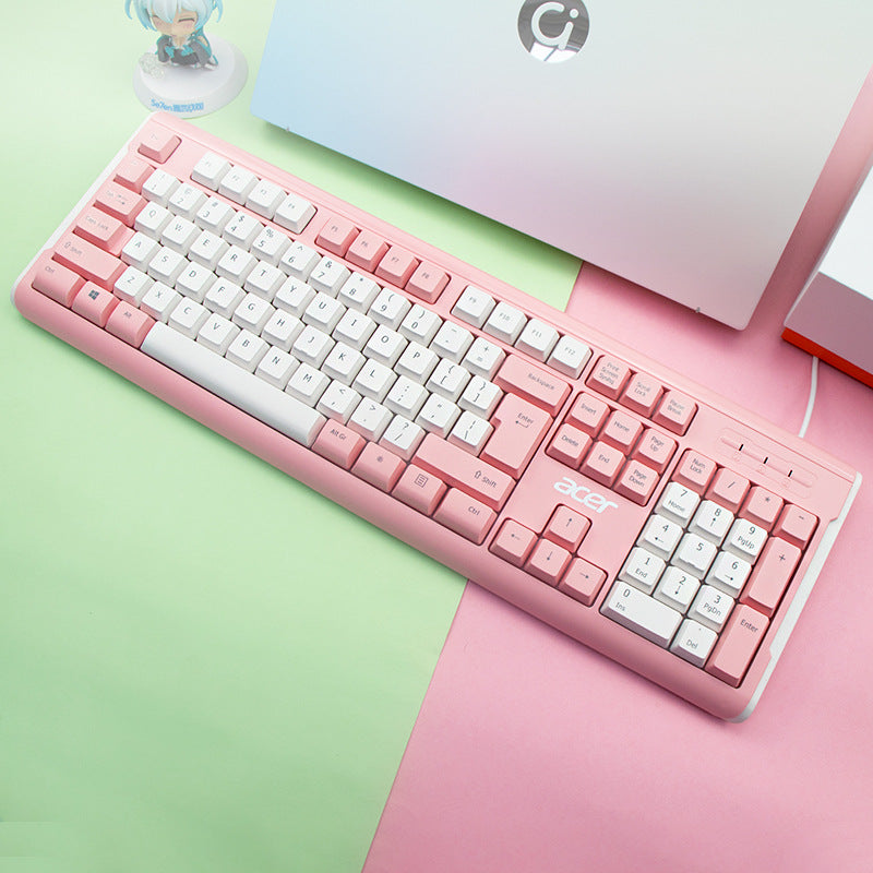 Source wholesale wired keyboard mute design notebook desktop membrane keyboard USB interface 104 key color matching