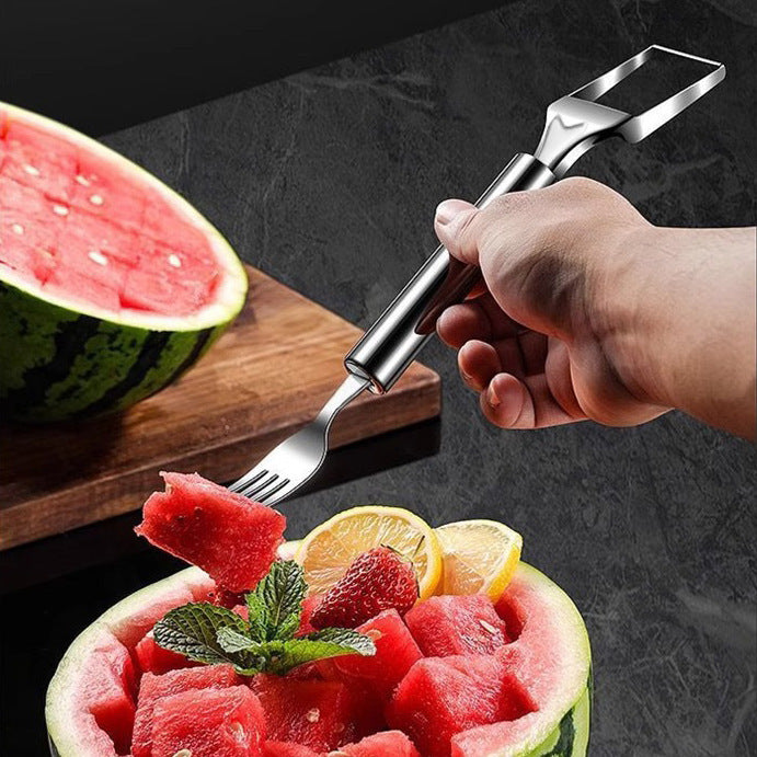 New multifunctional stainless steel double-head watermelon slicer - commercial grade fruit pulp divider - specialized watermelon dicing knife