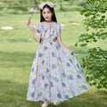 Girls' summer new collection dress - chiffon princess style, floral print beach dress for kids
