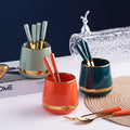 Luxury stainless steel fruit fork set - high-end dessert forks with storage jar, creative spoon and fork combination for home use