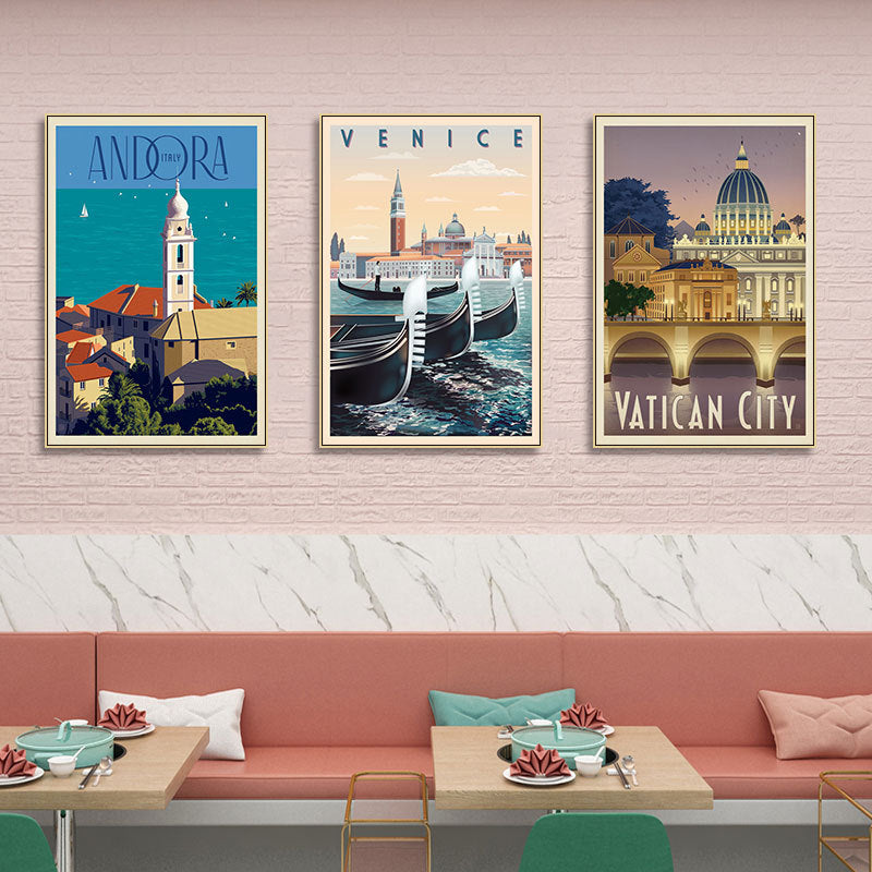 Italian landscape decoration painting retro nostalgic hotel KTV box hanging painting restaurant hotel homestay building mural