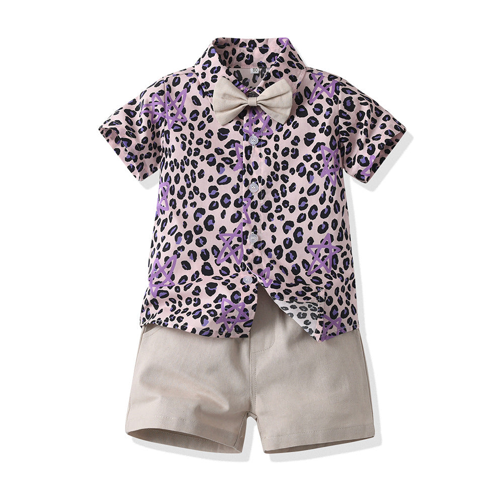 Boys' summer outfit: new stylish floral shirt set for cool and handsome baby boys - trendy short-sleeve shirt for kids, perfect for a chic beach look