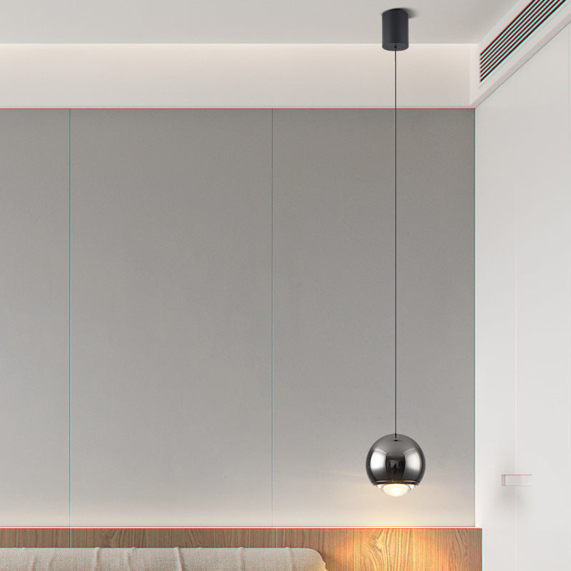 2025 new round ball bedroom bedside chandelier modern simple light luxury lifting adjustment bar small chandelier