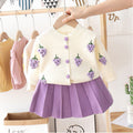 Kids' knitted sweater dress -  new girls' fruit & handmade flower set - baby fashion outfit top & skirt set