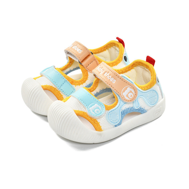 Baby sandals for girls, summer first walker shoes, 0-1-2 years old infant anti-slip soft sole mesh shoes for babies and toddlers, boys' shoes