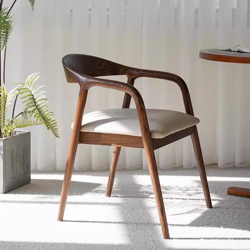 Designer ash back dining chair scandinavian solid wood book chair armrest seat study chair horn chair president chair