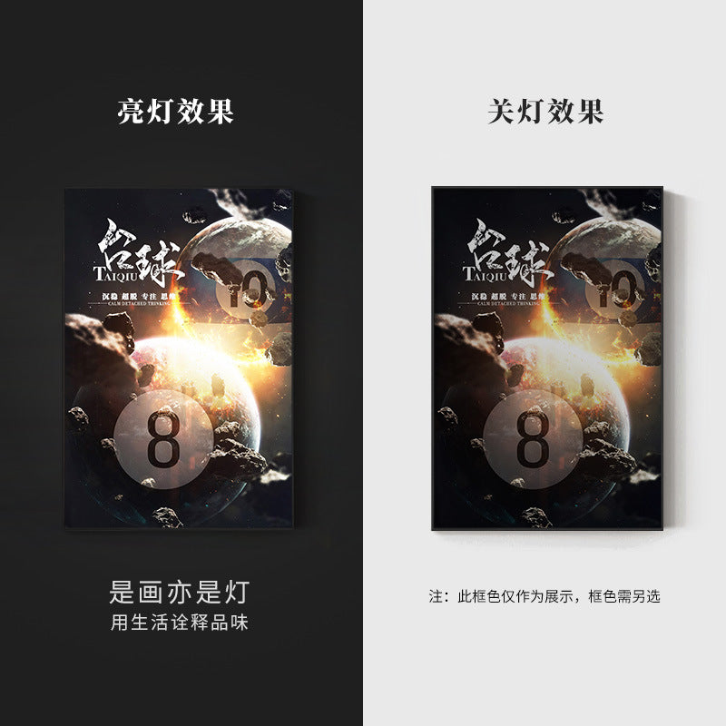 Trend billiard room luminous decorative painting imitation abyss mirror cyberpunk astronaut hanging painting billiard hall luminous lamp painting
