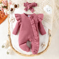 Children's clothingmulti-color flying sleeve waffle grids jumpsuit